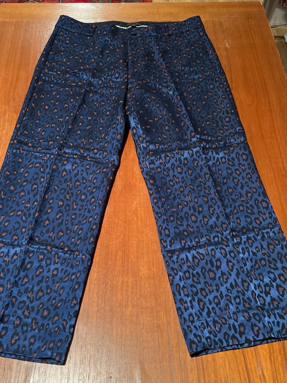 Women’s Navy Blue Leopard Print Pants culottes